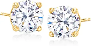 Ross-Simons Round CZ Stud Earrings in 14kt Yellow Gold