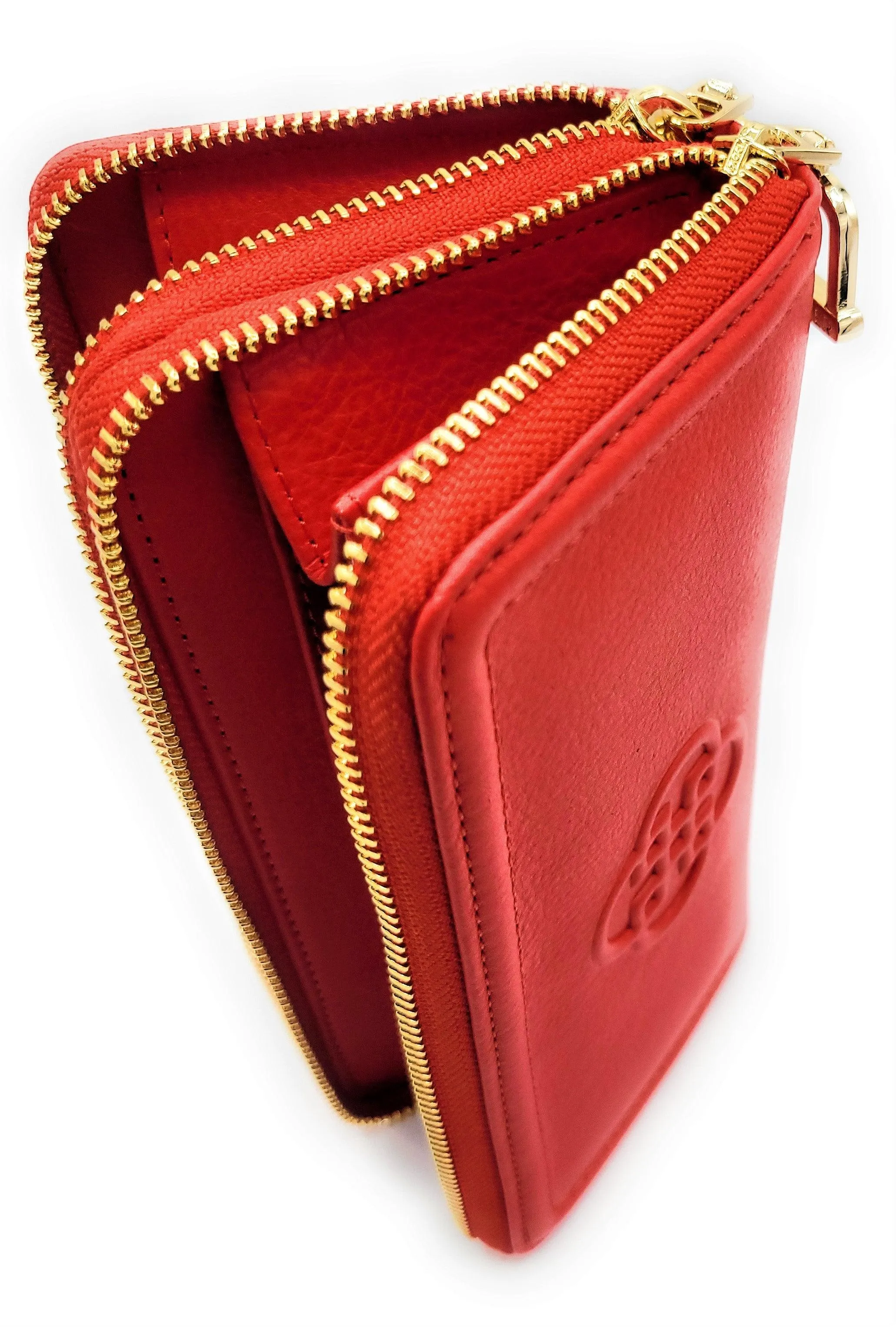 SADDLER WILLOW Real Leather Designer RFID Double Zip Purse & Phone Holder | Gift Boxed
