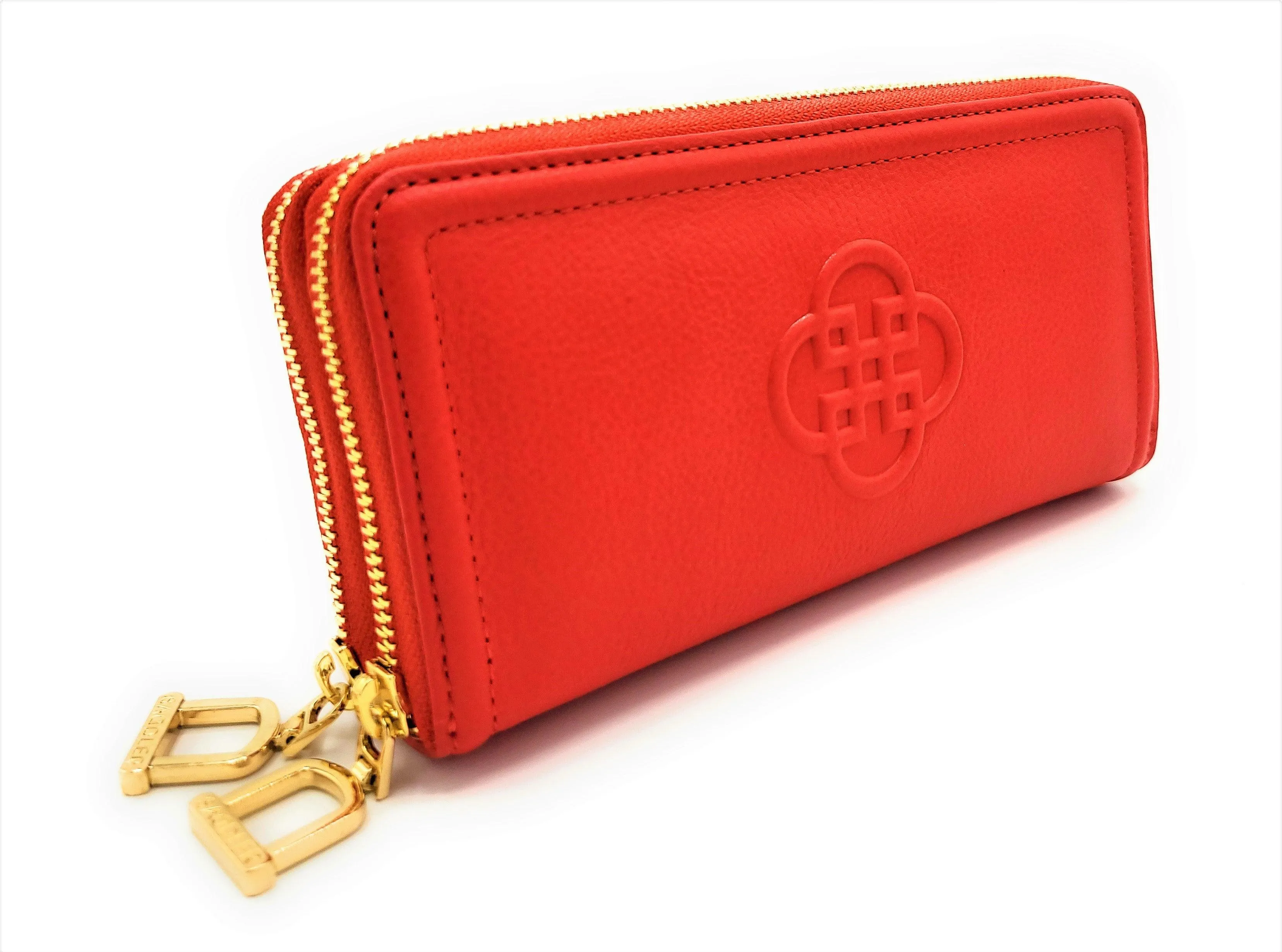 SADDLER WILLOW Real Leather Designer RFID Double Zip Purse & Phone Holder | Gift Boxed