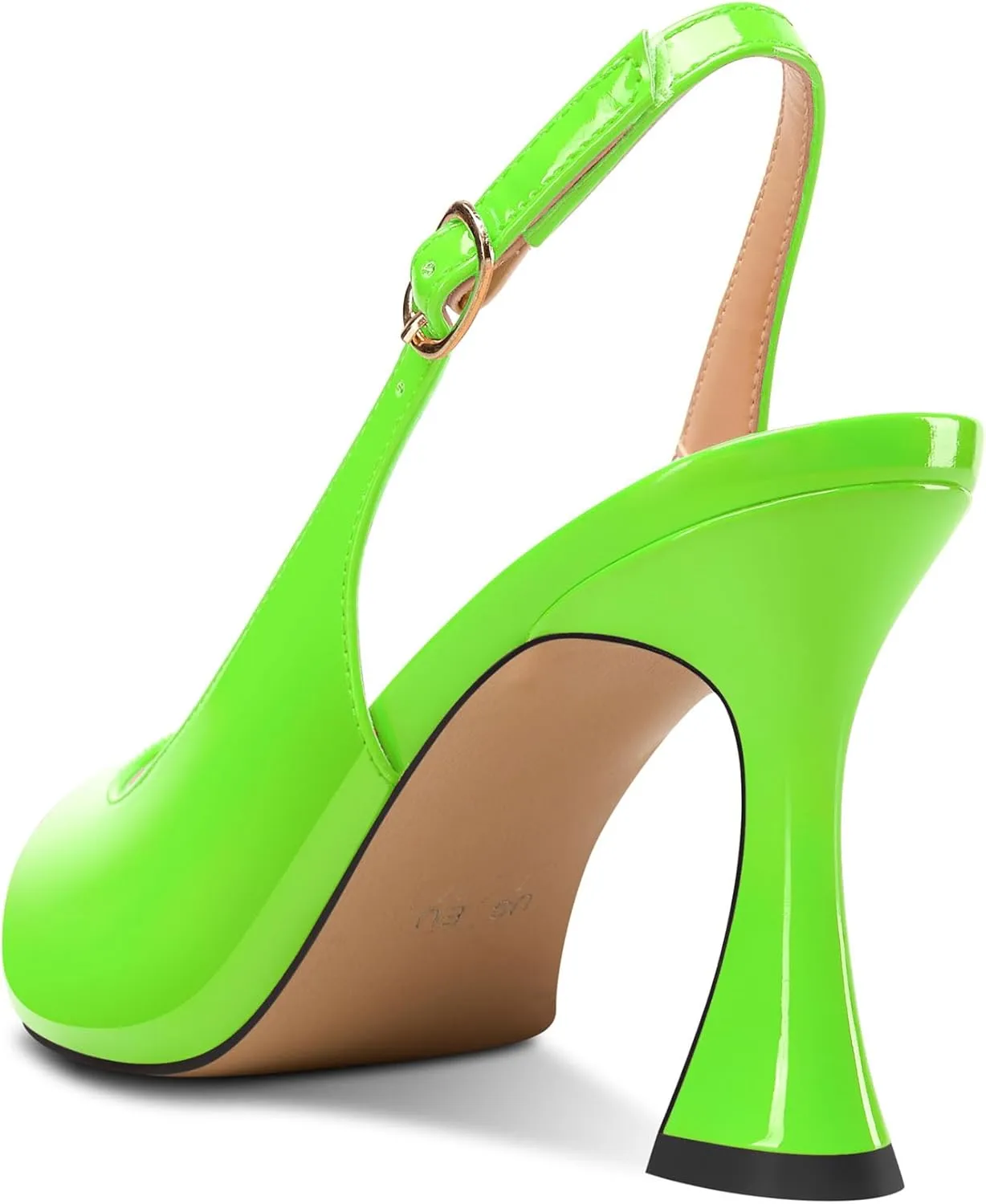 Saekcted Womens Mid Heel Peep Open Toe Pumps Sandals Ankle Strap Slingback Slip-on Buckle Prom Cute Dress Patent Leather Summer 3.3 Inches Heels