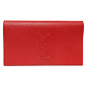 Saint Laurent Red Calfskin Monogram Belle de Jour Clutch
