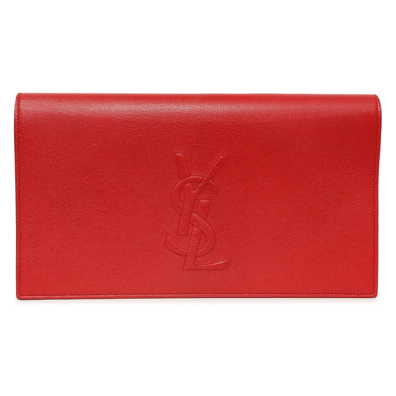 Saint Laurent Red Calfskin Monogram Belle de Jour Clutch