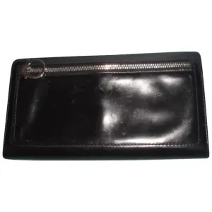 Salvatore Ferragamo Black Glossy Leather Vintage Wallet