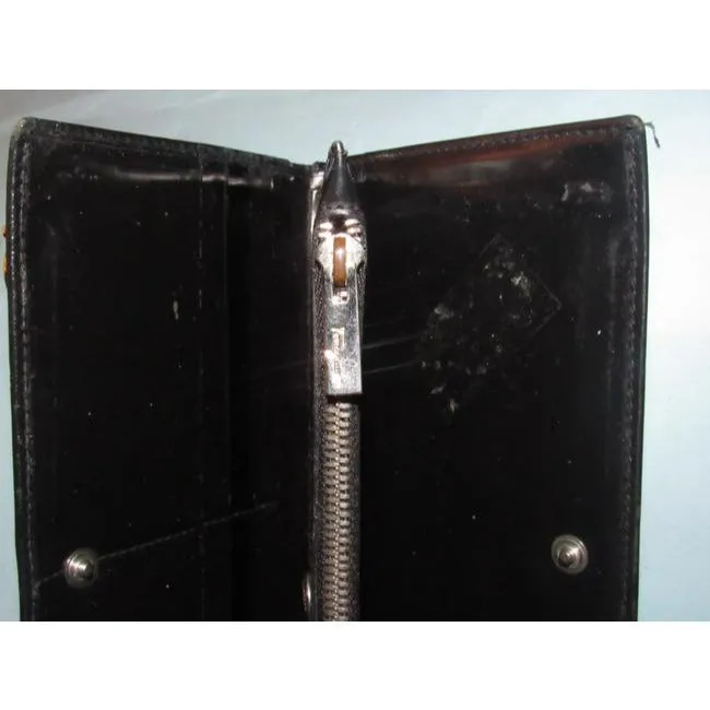 Salvatore Ferragamo Black Glossy Leather Vintage Wallet
