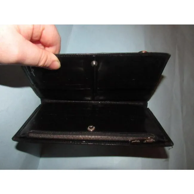 Salvatore Ferragamo Black Glossy Leather Vintage Wallet