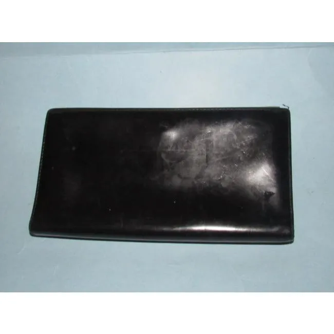 Salvatore Ferragamo Black Glossy Leather Vintage Wallet