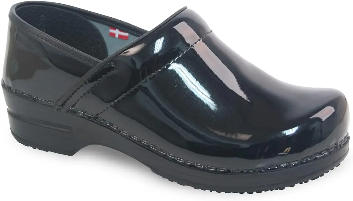 Sanita Sabel Patent Leather Women's Clog - ASTM-Certified Slip-Resistant, APMA-Approved, Closed-Back Slip On Shoes