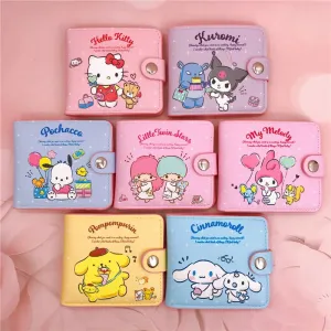 Sanrio Kawaii Coin Purse Card | Holder Wallet With Buttons | ( My Melody, Hello Kitty, Kuromi, Cinnamoroll)