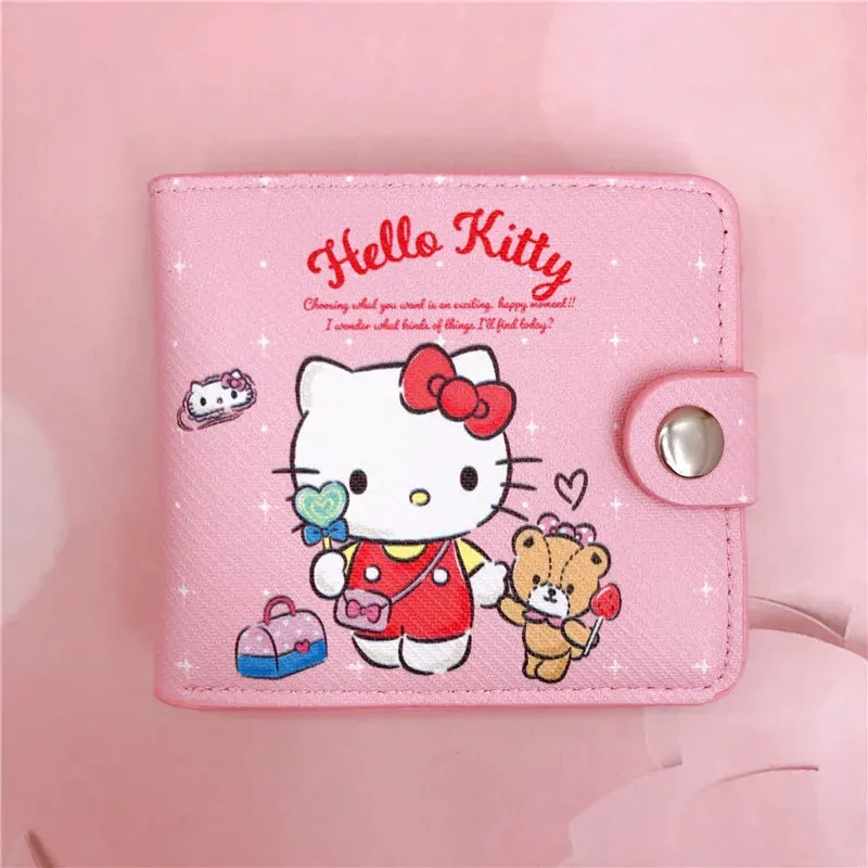 Sanrio Kawaii Coin Purse Card | Holder Wallet With Buttons | ( My Melody, Hello Kitty, Kuromi, Cinnamoroll)