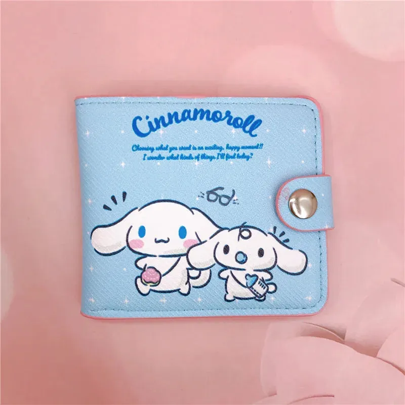Sanrio Kawaii Coin Purse Card | Holder Wallet With Buttons | ( My Melody, Hello Kitty, Kuromi, Cinnamoroll)