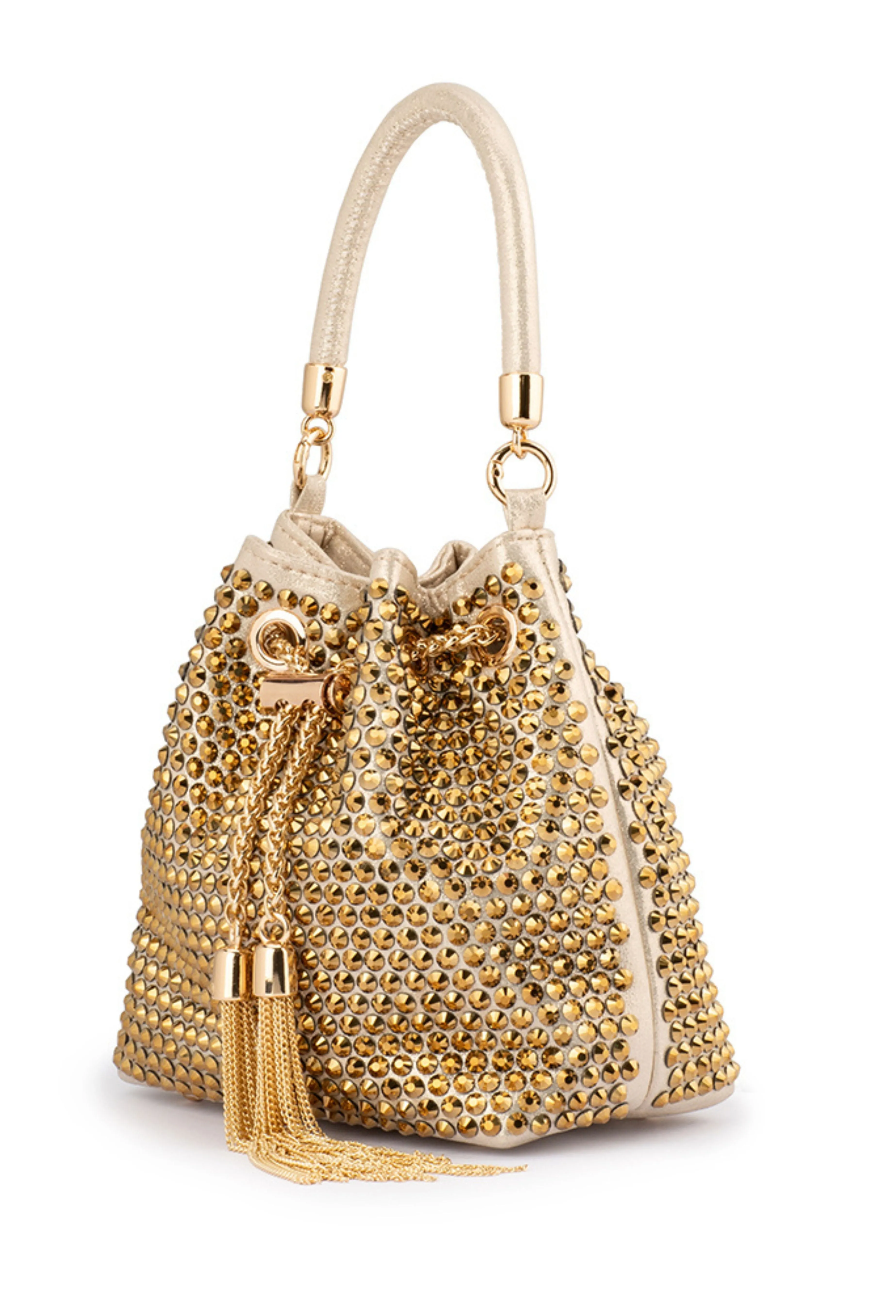 Santorini Studded Hotfix Pouch Bag - Gold