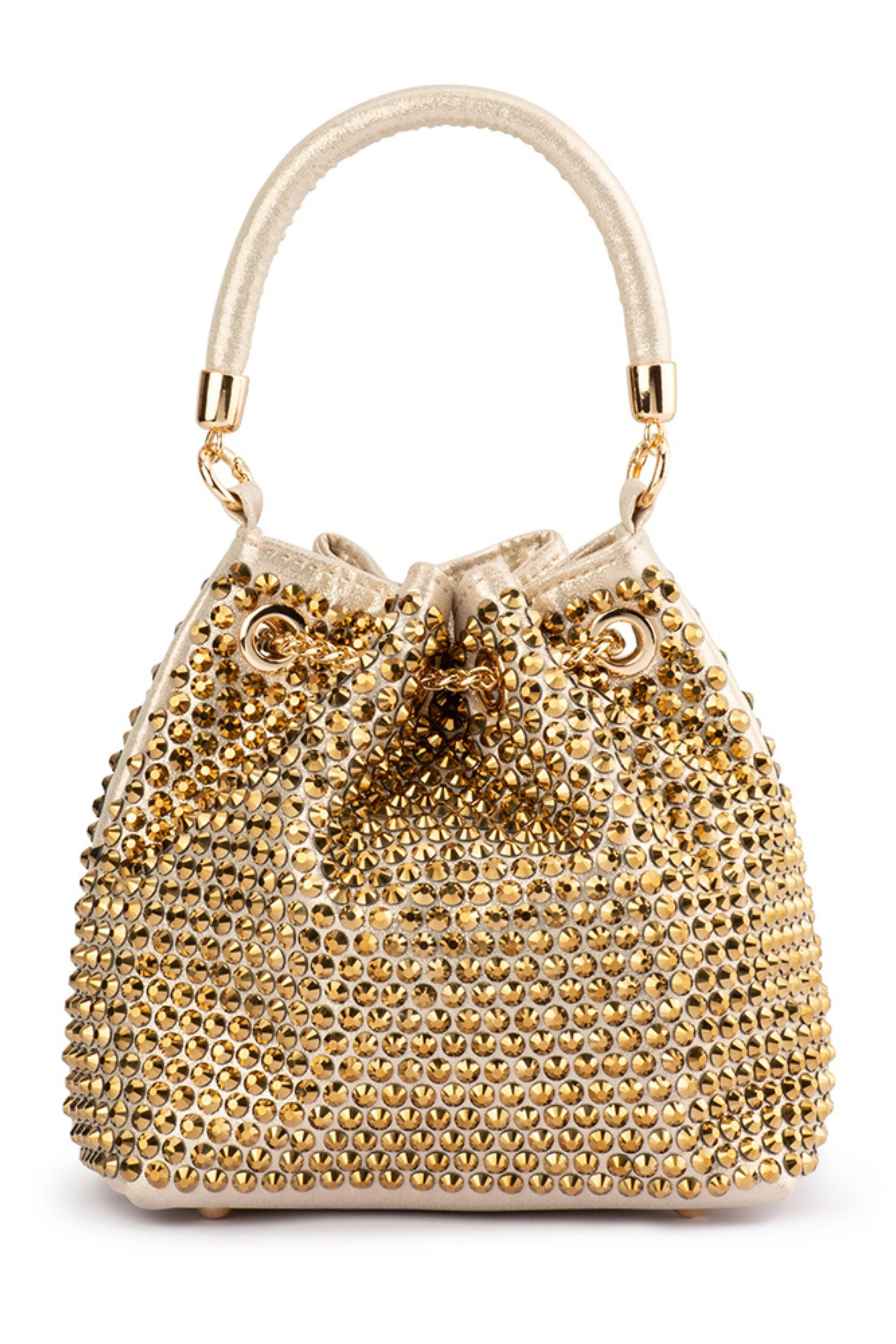 Santorini Studded Hotfix Pouch Bag - Gold