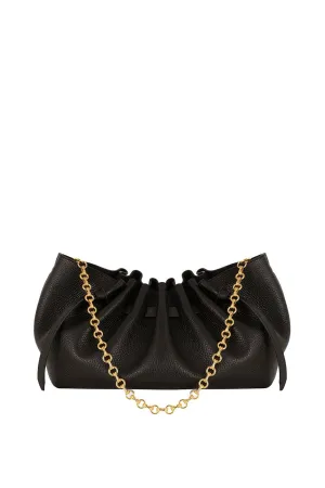 Scallop Clutch Black Pebble Grained