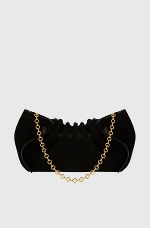 SCALLOP CLUTCH- BLACK SUEDE