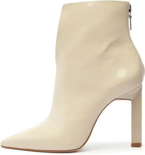 SCHUTZ Viha Black Split Front Pointed Toe Back Zipper High Heel Chic Ankle Boots