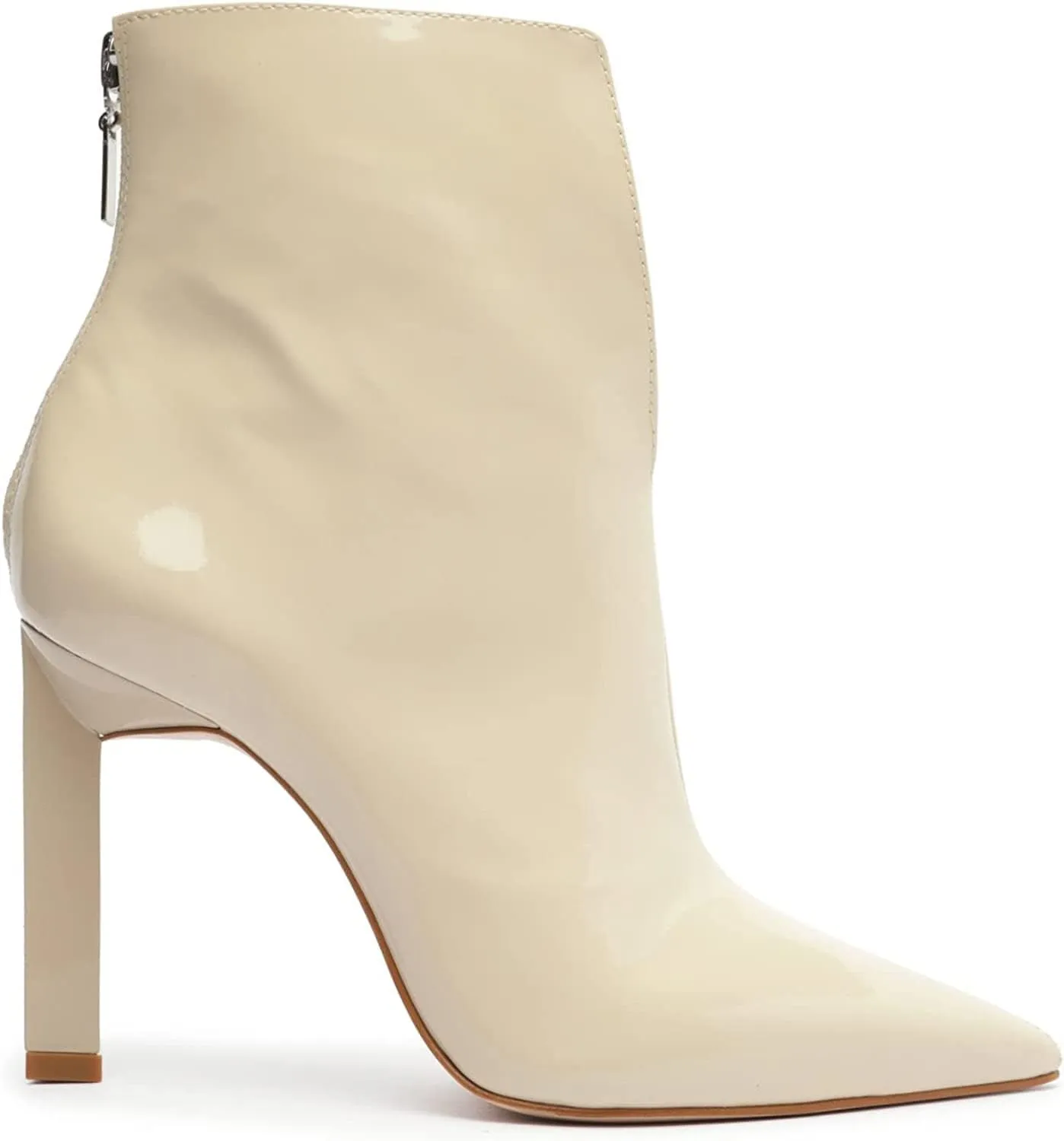 SCHUTZ Viha Black Split Front Pointed Toe Back Zipper High Heel Chic Ankle Boots