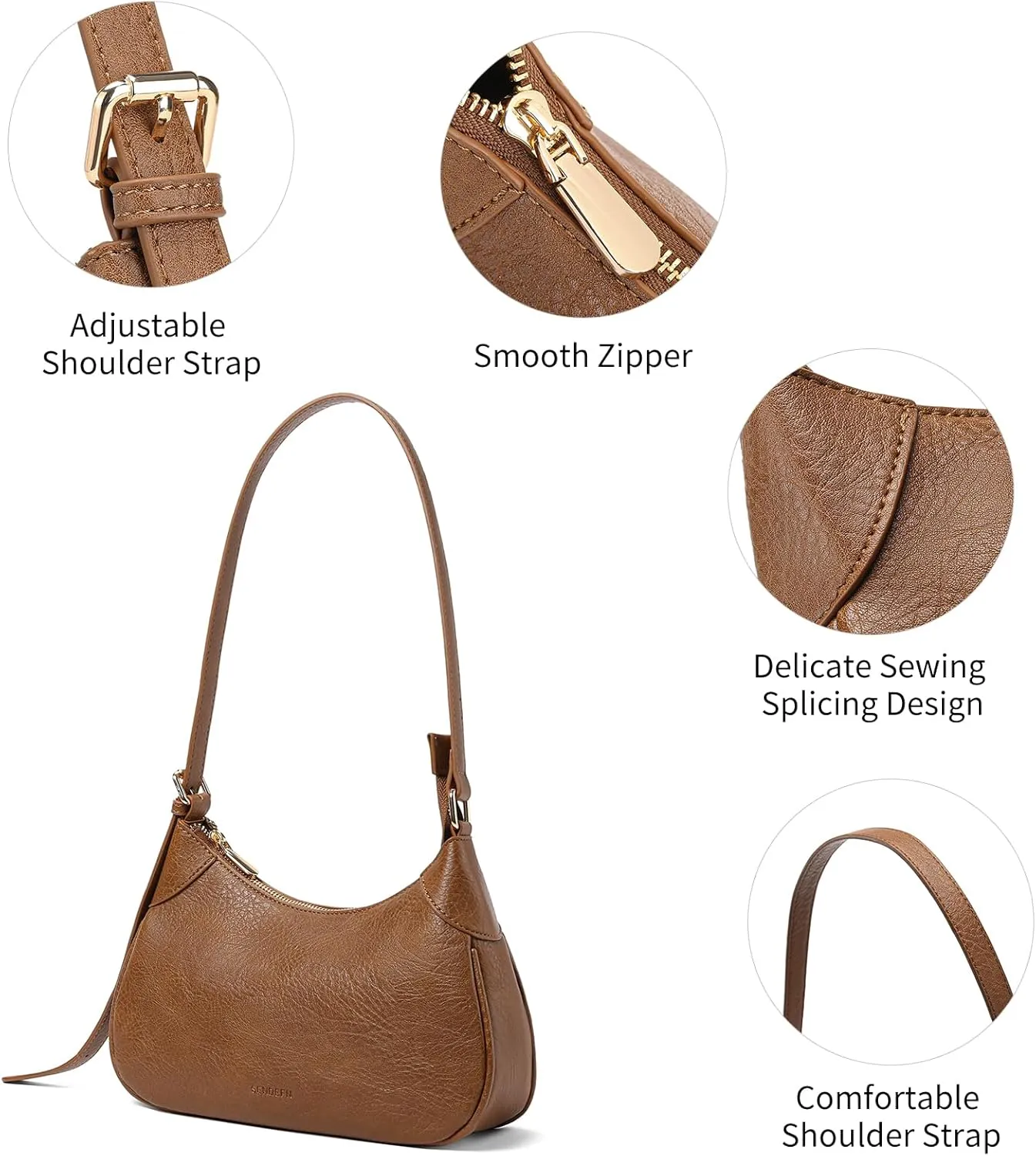 SENDEFN Shoulder Bags for Women Soft Small Clutch Ppurse Crossbody Purses for Women Trendy Hobo Tote Handbag for Ladies