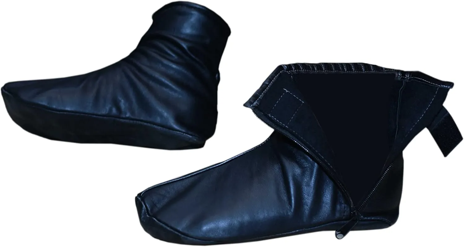 Shanan Men Women Unisex Real Black Sheep skin Leather Socks with Fleece Lined Sizes 6 to 11