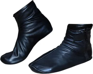 Shanan Men Women Unisex Real Black Sheep skin Leather Socks with Fleece Lined Sizes 6 to 11