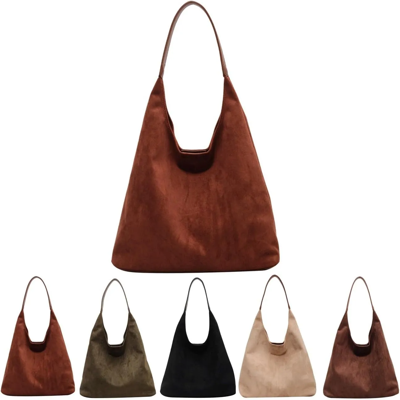 Shoulder Bags for Women, Faux Suede Crossbody Bag Large Capacity Fashion Satchel Handbags Everyday Tote Purses