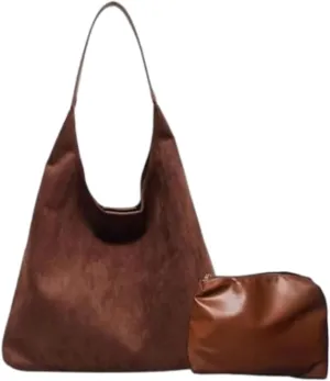Shoulder Bags for Women, Faux Suede Crossbody Bag Large Capacity Fashion Satchel Handbags Everyday Tote Purses