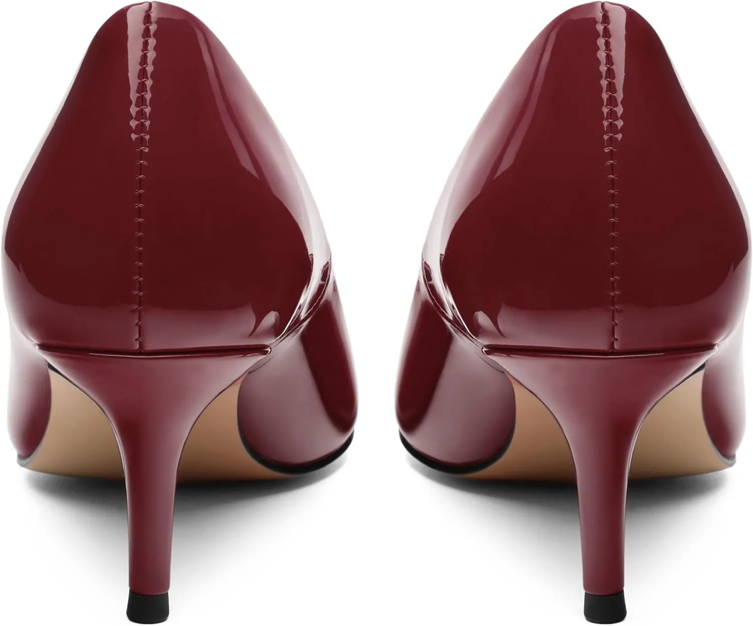 SHOWFOREST Kitten Heels for Women Closed Pointed Toe Patent Leather Low Heel 2.3 Inch Pumps Comfortable Office Party Wedding Slip on Dress Shoes