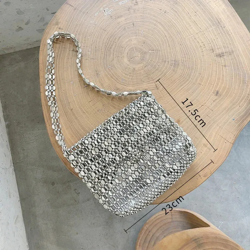 Silver Sequin Shoulder Bag