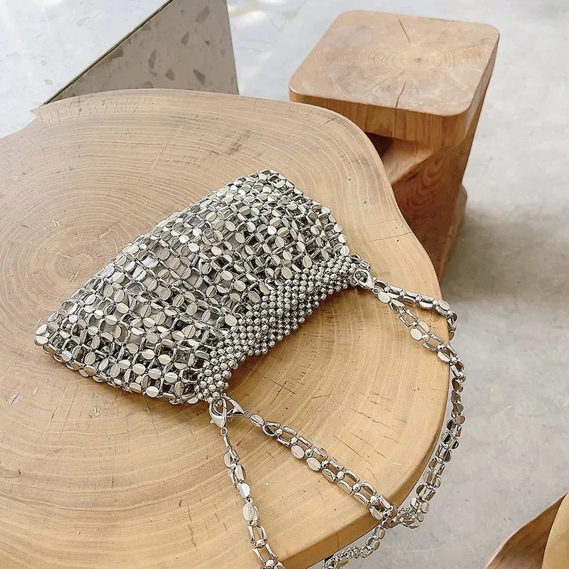 Silver Sequin Shoulder Bag