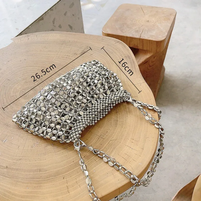 Silver Sequin Shoulder Bag