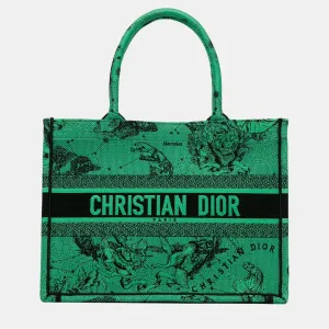 Site-wide sale Book Canvas Dior Tote quality Top Embroidered Medium Quick dispatch Green