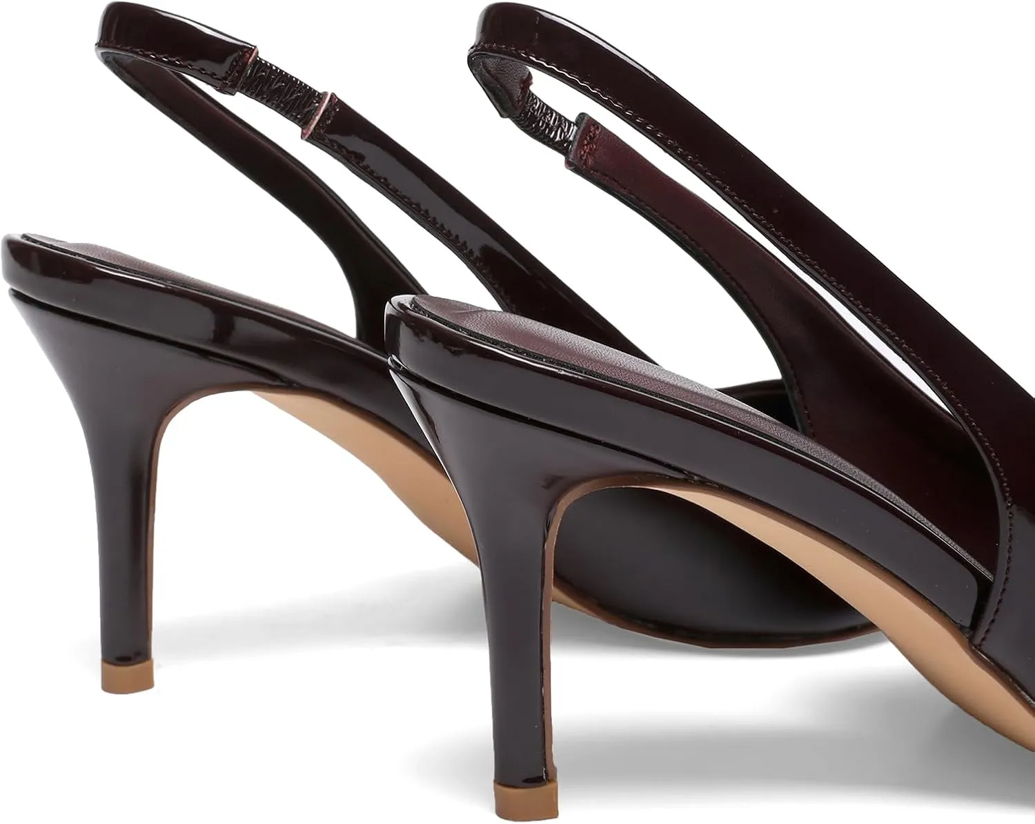 Slingback Heels for Women Patent Leather Stiletto Heel Pumps Pointed Toe Slip On Dress Shoes