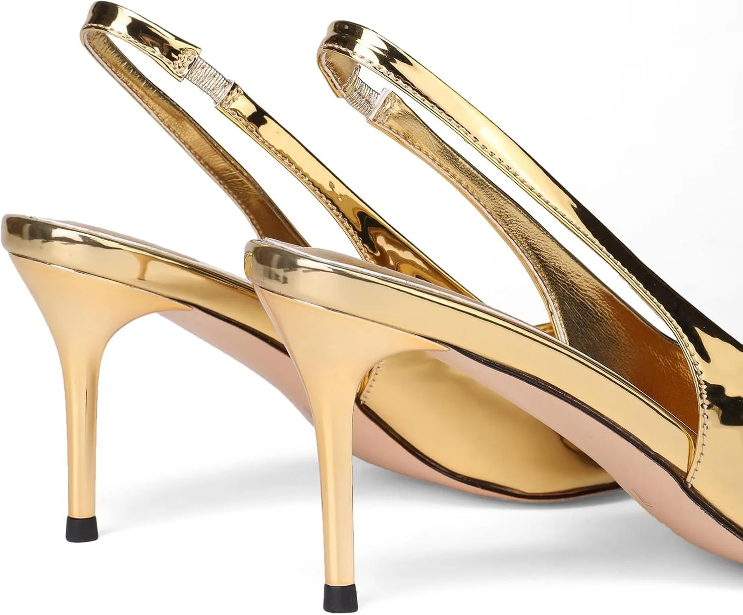 Slingback Heels for Women Patent Leather Stiletto Heel Pumps Pointed Toe Slip On Dress Shoes