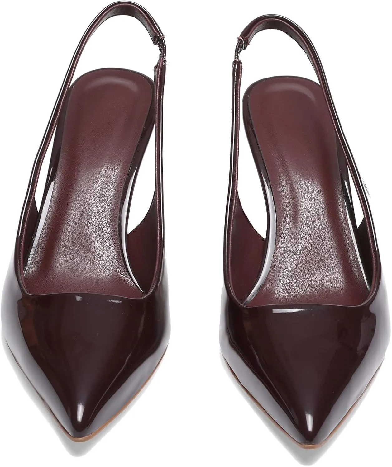 Slingback Heels for Women Patent Leather Stiletto Heel Pumps Pointed Toe Slip On Dress Shoes