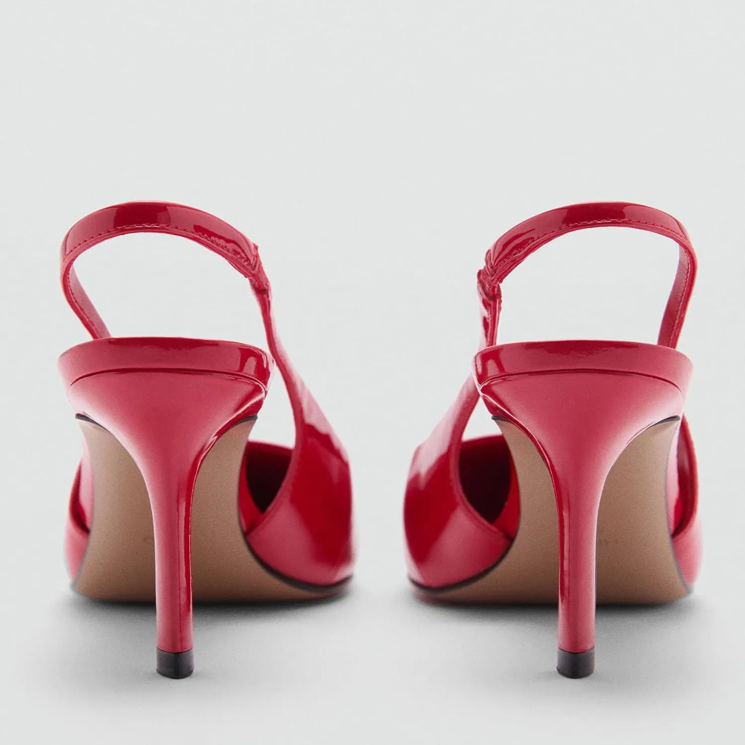 Slingback Heels for Women Patent Leather Stiletto Heel Pumps Pointed Toe Slip On Dress Shoes