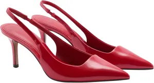 Slingback Heels for Women Patent Leather Stiletto Heel Pumps Pointed Toe Slip On Dress Shoes