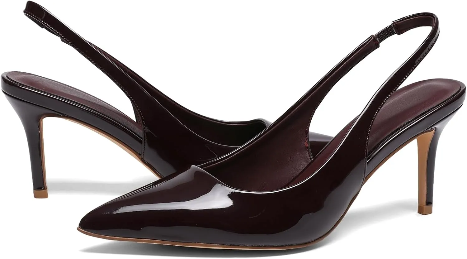 Slingback Heels for Women Patent Leather Stiletto Heel Pumps Pointed Toe Slip On Dress Shoes
