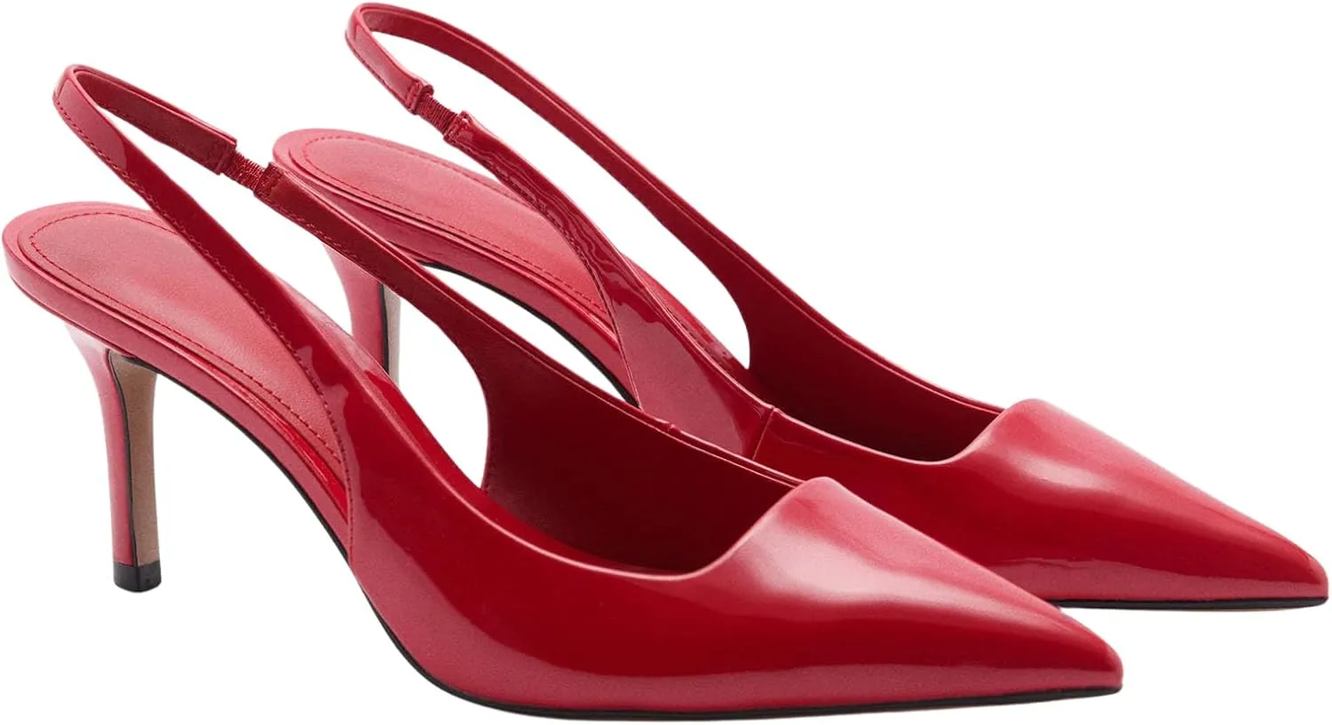 Slingback Heels for Women Patent Leather Stiletto Heel Pumps Pointed Toe Slip On Dress Shoes
