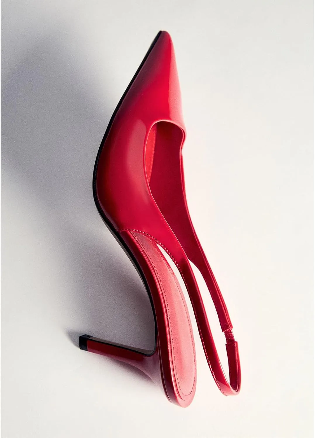 Slingback Heels for Women Patent Leather Stiletto Heel Pumps Pointed Toe Slip On Dress Shoes