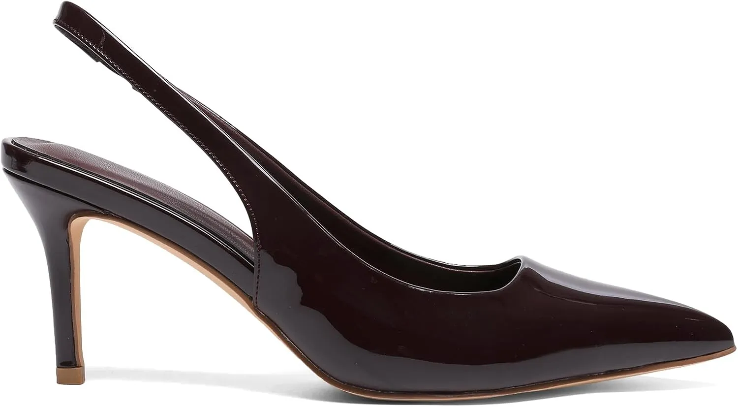 Slingback Heels for Women Patent Leather Stiletto Heel Pumps Pointed Toe Slip On Dress Shoes