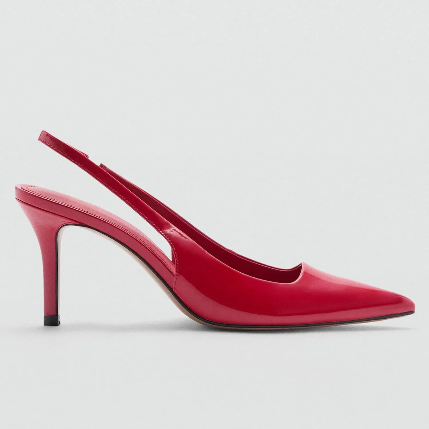 Slingback Heels for Women Patent Leather Stiletto Heel Pumps Pointed Toe Slip On Dress Shoes
