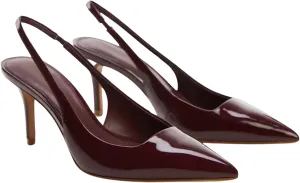 Slingback Heels for Women Patent Leather Stiletto Heel Pumps Pointed Toe Slip On Dress Shoes