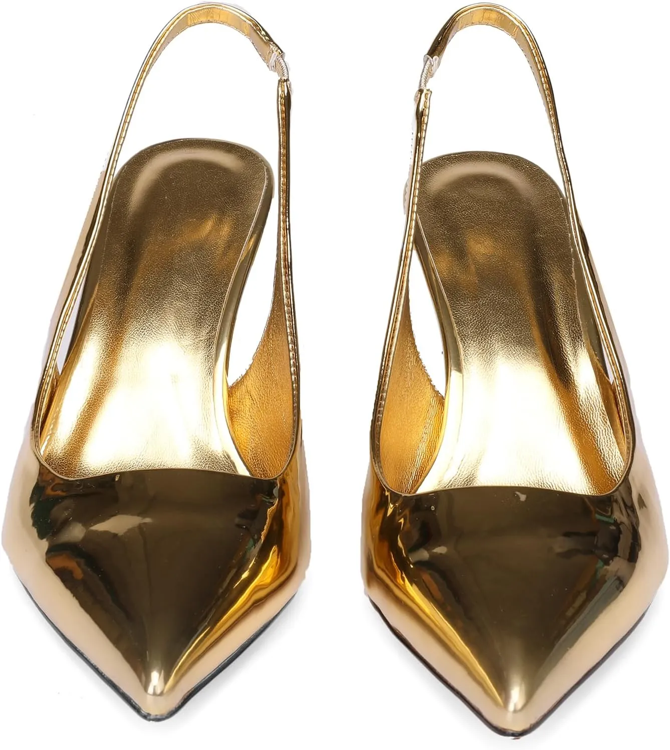 Slingback Heels for Women Patent Leather Stiletto Heel Pumps Pointed Toe Slip On Dress Shoes