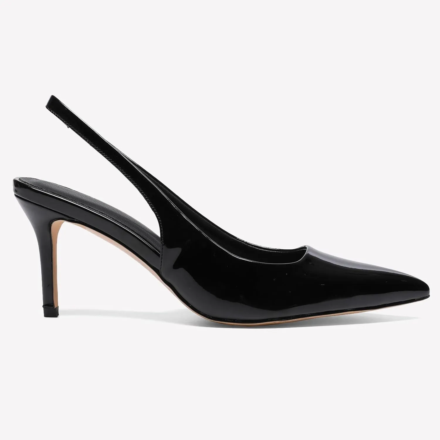 Slingback Heels for Women Patent Leather Stiletto Heel Pumps Pointed Toe Slip On Dress Shoes