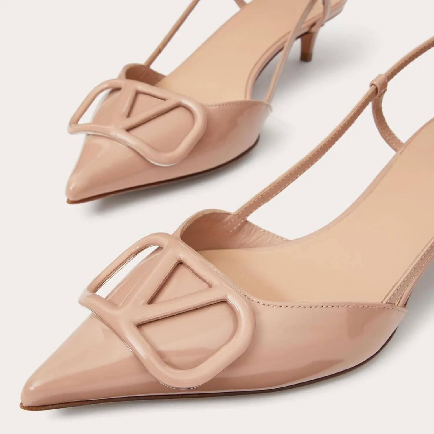 Slingback Kitten Heels for Women Patent Leather Pumps Pointed Toe Low Heeled Sandals Slip on Heels for Prom, Wedding, Party