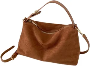 Slouchy Boston Bag Retro Suede Crossbody Bags for Women Elegant Purses Office Tote Crescent Handbag Cloud Bag Work Bag