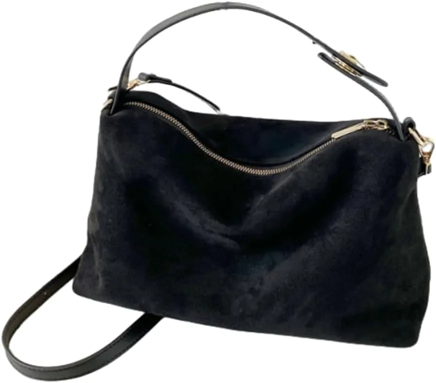 Slouchy Boston Bag Retro Suede Crossbody Bags for Women Elegant Purses Office Tote Crescent Handbag Cloud Bag Work Bag