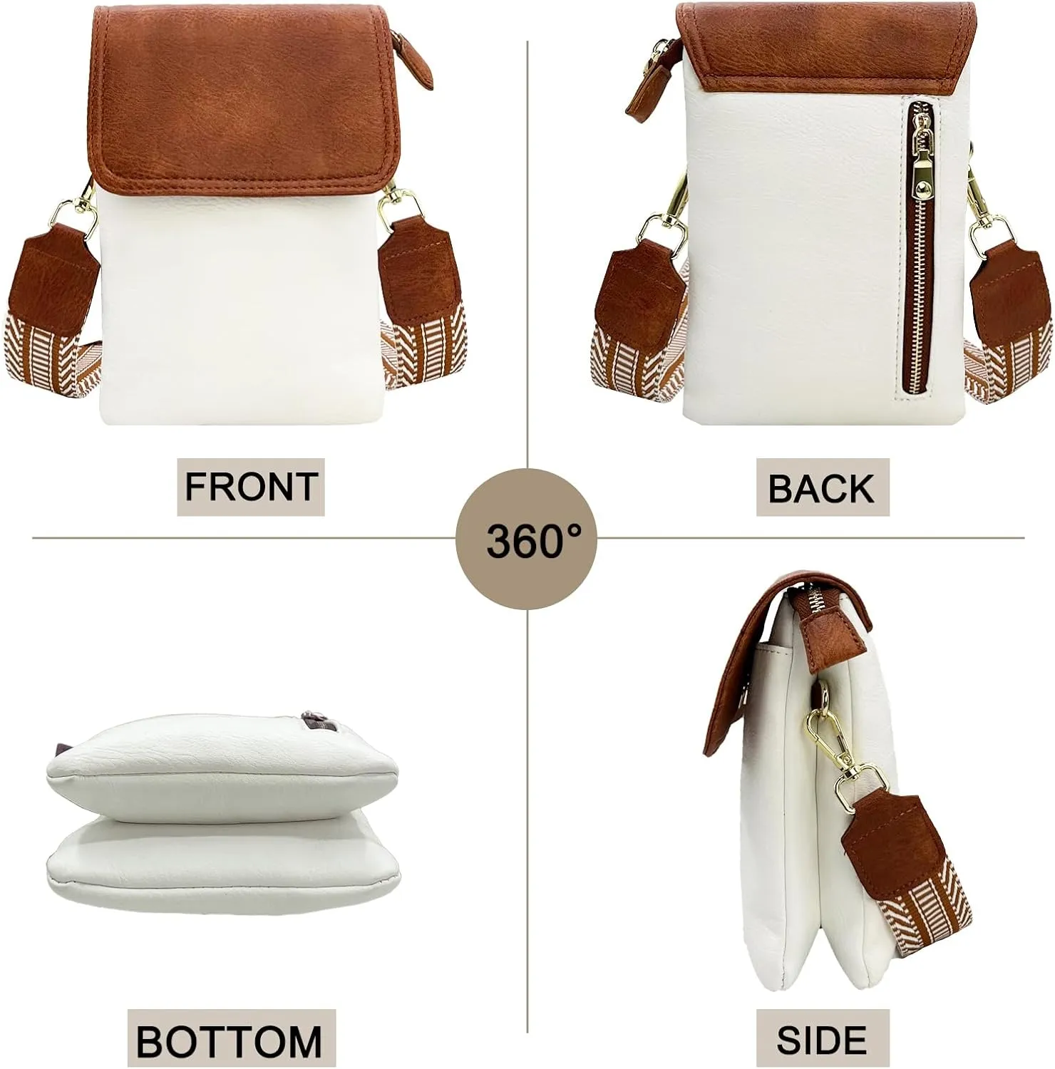 Small Crossbody Cell Phone Bags for Women Designer Girls Vegan Leather Cell Phone Purses with 2 Adjustable Straps