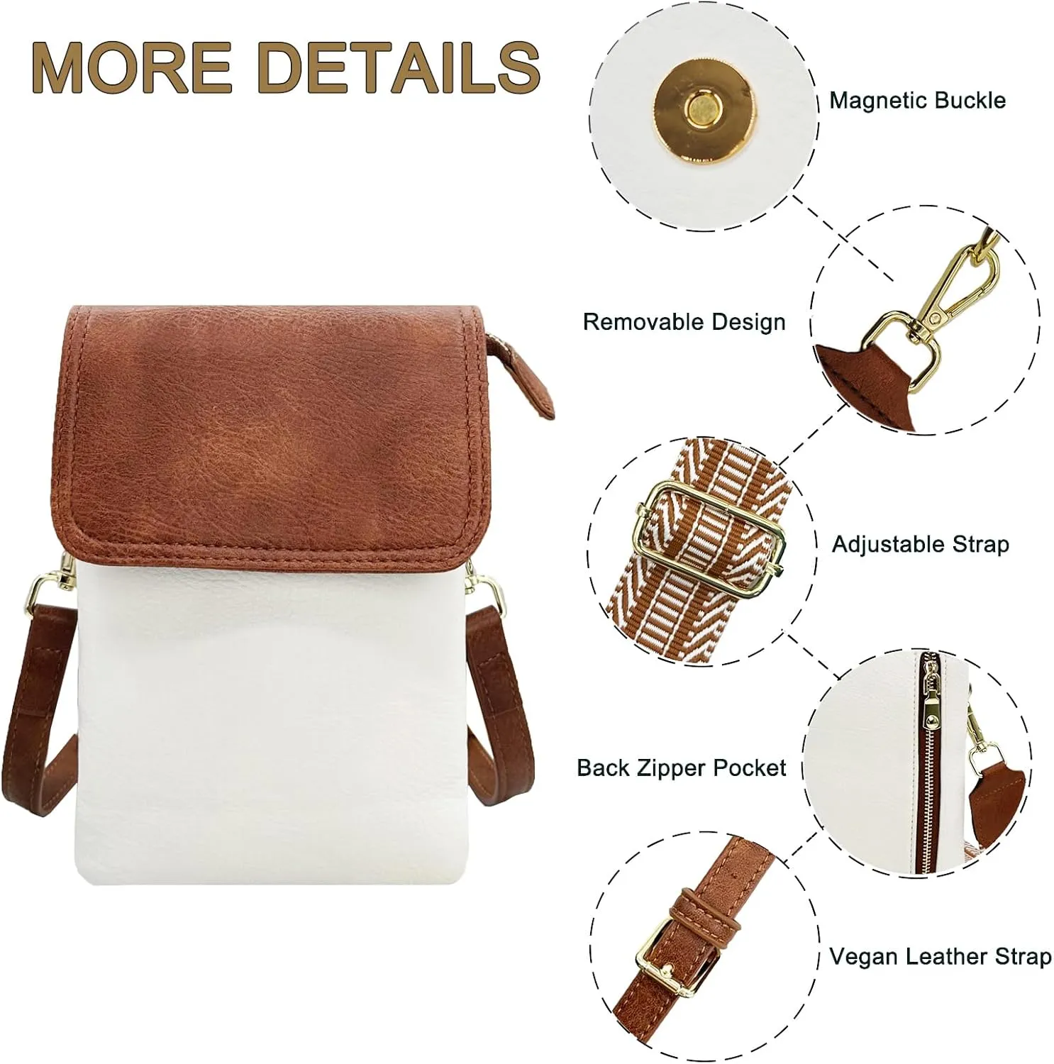 Small Crossbody Cell Phone Bags for Women Designer Girls Vegan Leather Cell Phone Purses with 2 Adjustable Straps