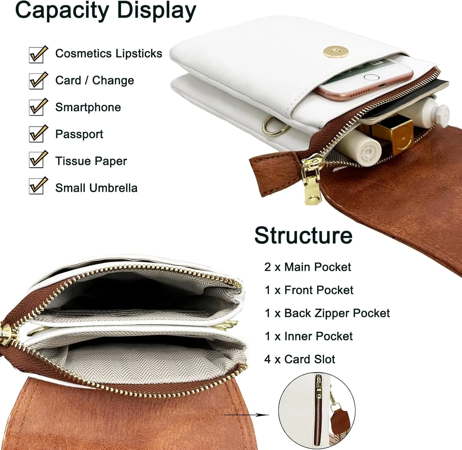 Small Crossbody Cell Phone Bags for Women Designer Girls Vegan Leather Cell Phone Purses with 2 Adjustable Straps