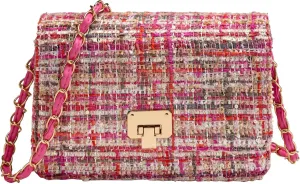 Small Quilted Shoulder Bag for Women Fashion Tweed Mini Clutch Handbag Purses Designer Crossbody Bag, with Chain Strap